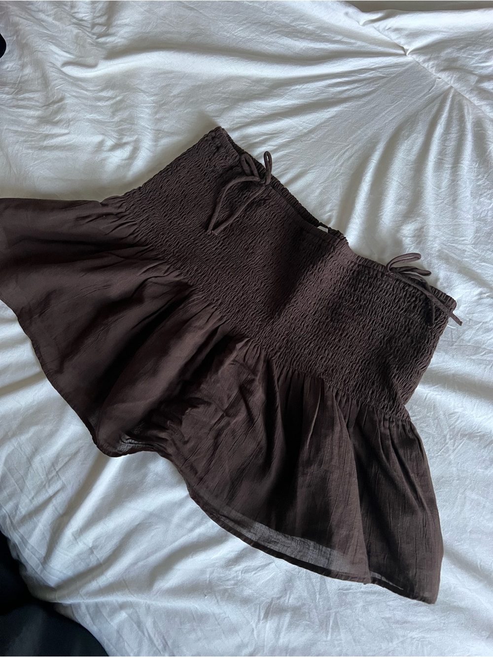 American Eagle Outfitters Dark Brown Smocked Mini Skirt